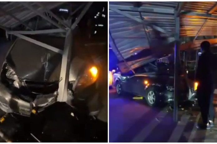Poytaxtda mast holda bo‘lgan Lacetti haydovchisi 2 ta Cobalt va temir ustunga borib urildi
