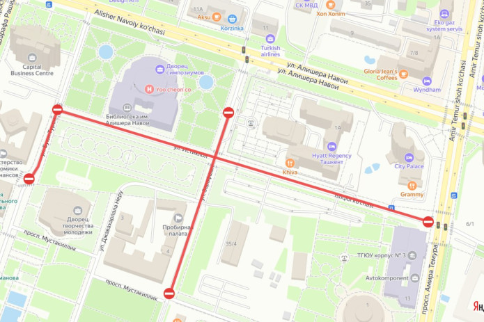 Toshkentdagi bosh archa yaqinidagi yoʻllar mashinalar harakati uchun yopildi