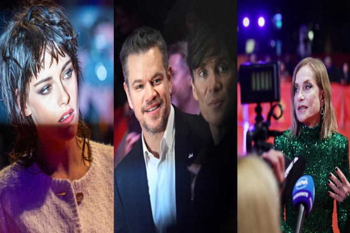 Berlindagi 74-xalqaro kinofestival: Qizil gilamdagi aktrisa Kristen Styuart, dastxat berayotgan Pol Dano va Mett Deymon. Kun suratlari